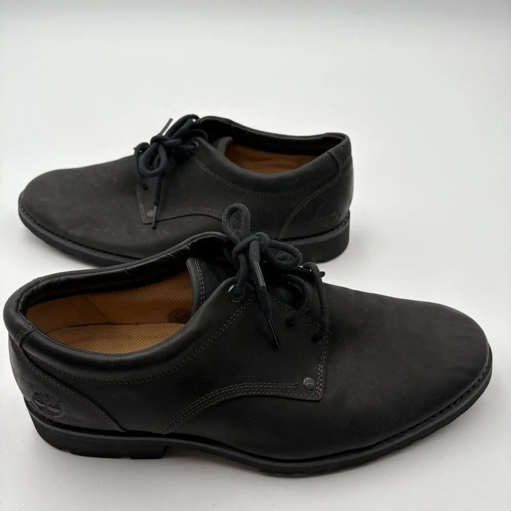 Timberland 95534 Mens 10.5M Black Leather Work Casual Oxford Scuffed Comfort